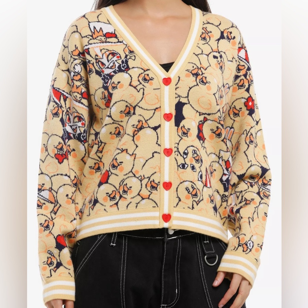 Hazbin Hotel Rubber Duck Lucifer Crop Cardigan Hot Topic